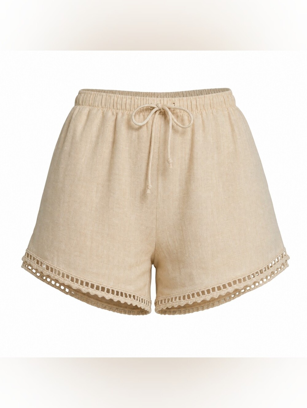 Abercrombie 100% Linen Eyelet Trim Pull-On Shorts Oatmeal S - Picture 5 of 9